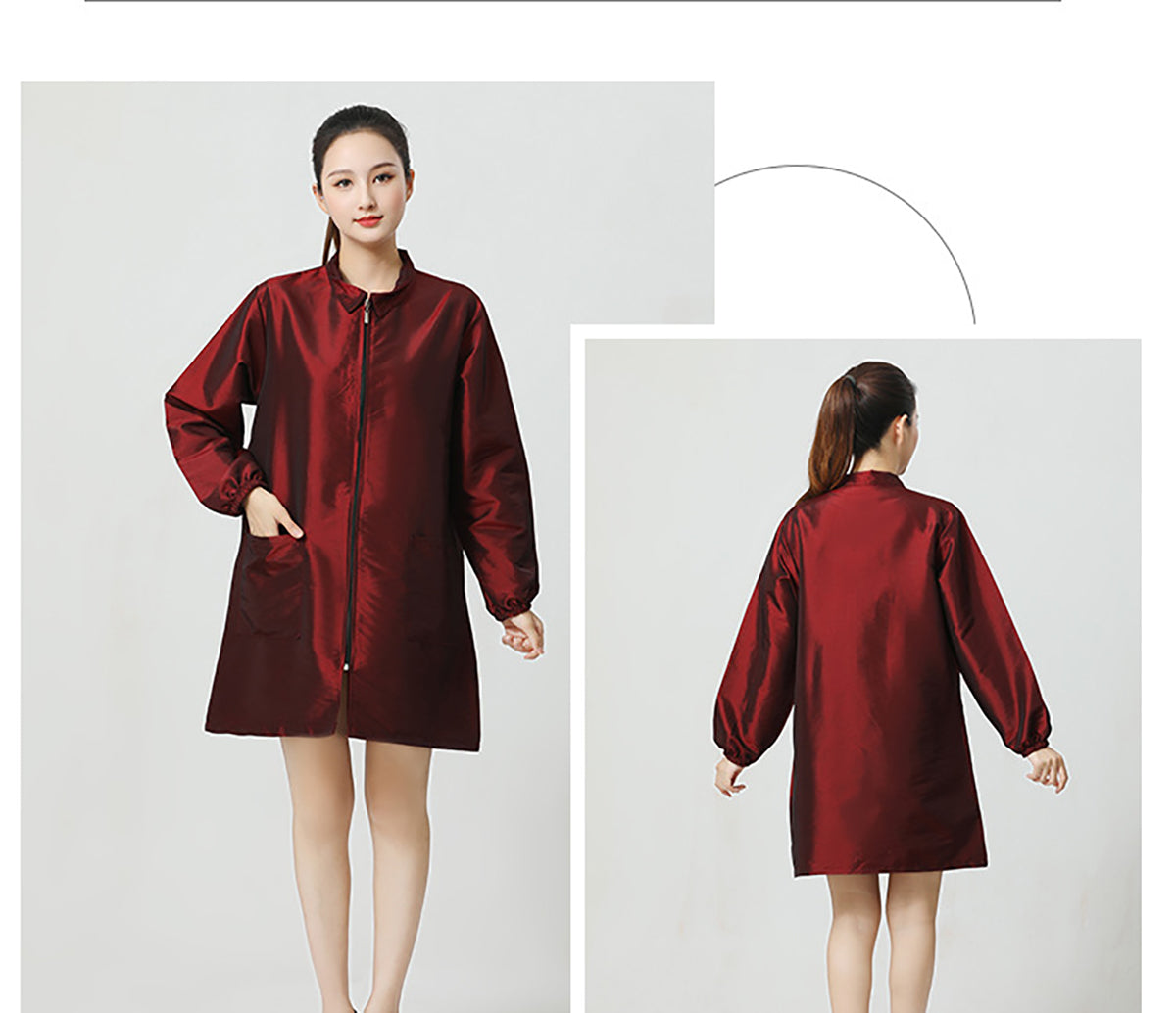 Salon Smock Professional Stylist Jacket Waterproof Haircut Cape Barber Apron-Lapel Style