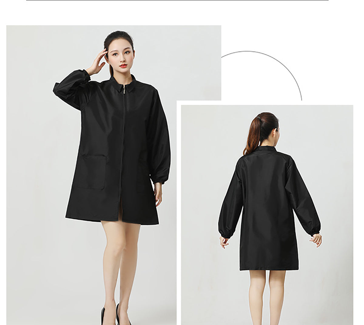 Salon Smock Professional Stylist Jacket Waterproof Haircut Cape Barber Apron-Lapel Style