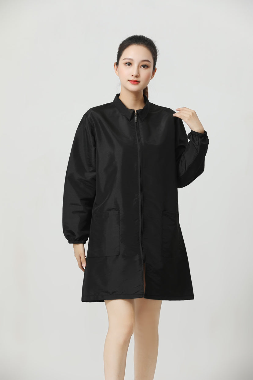 Salon Smock Professional Stylist Jacket Waterproof Haircut Cape Barber Apron-Lapel Style