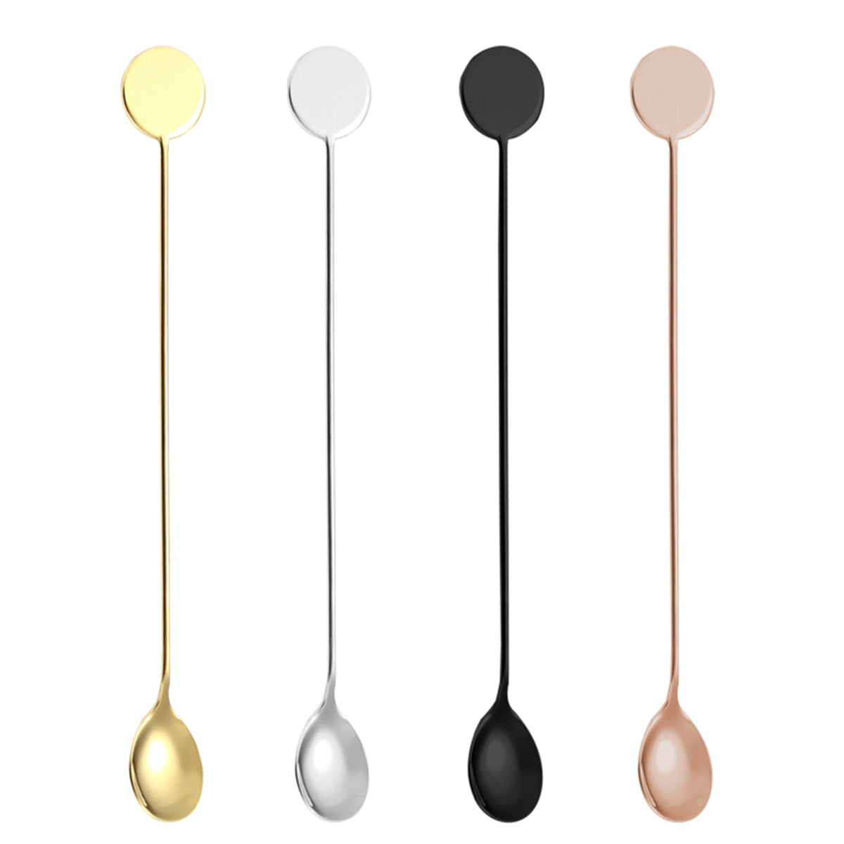 8.27" Long Round Top 304 Stainless Steel Bar Spoon Cocktail Mixing Spoon