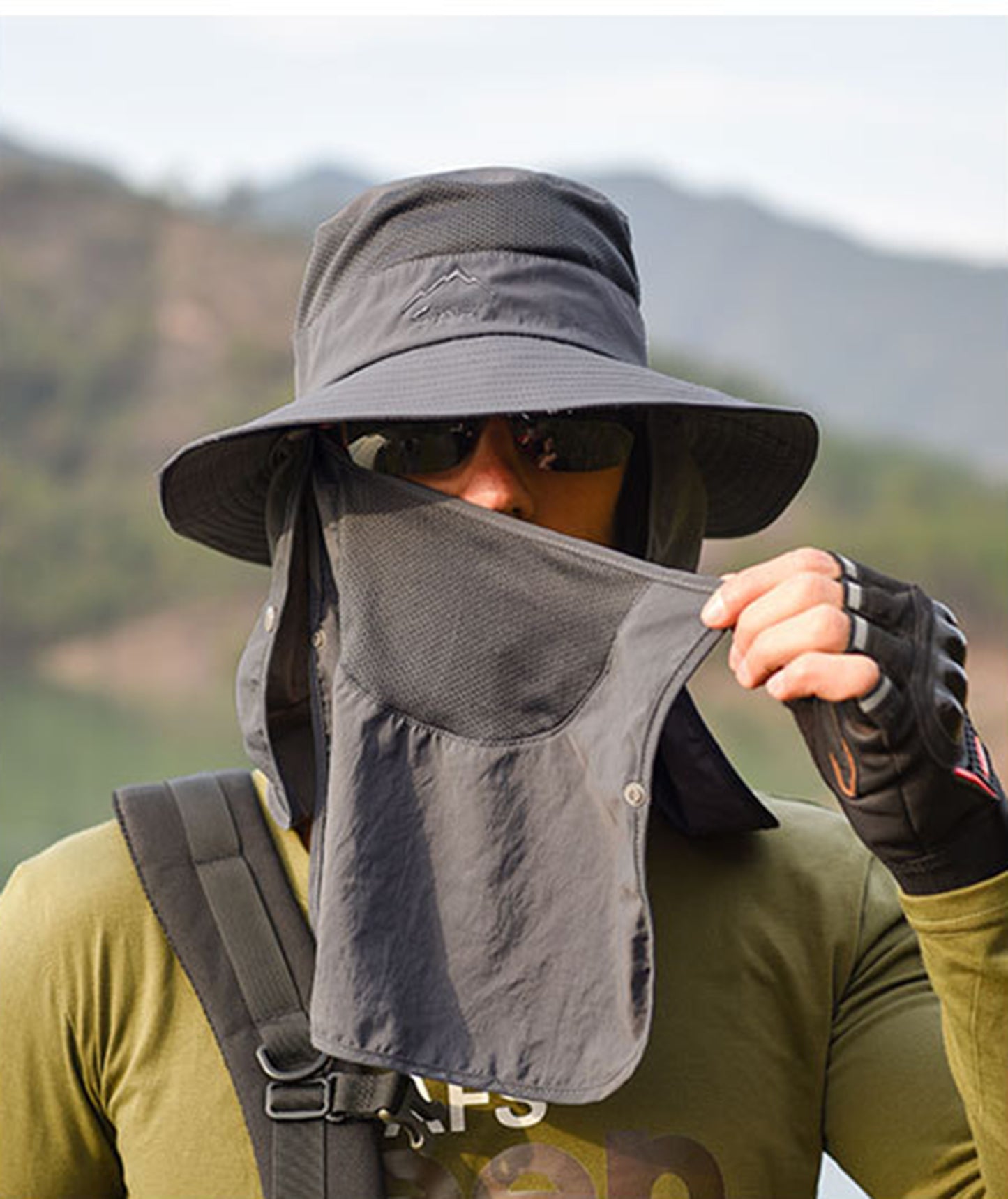 Summer Bucket Hat with Neck Flap Face Cover