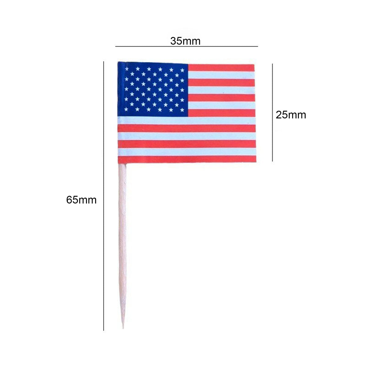 Custom 2.6" L Rectangle Toothpick Flag