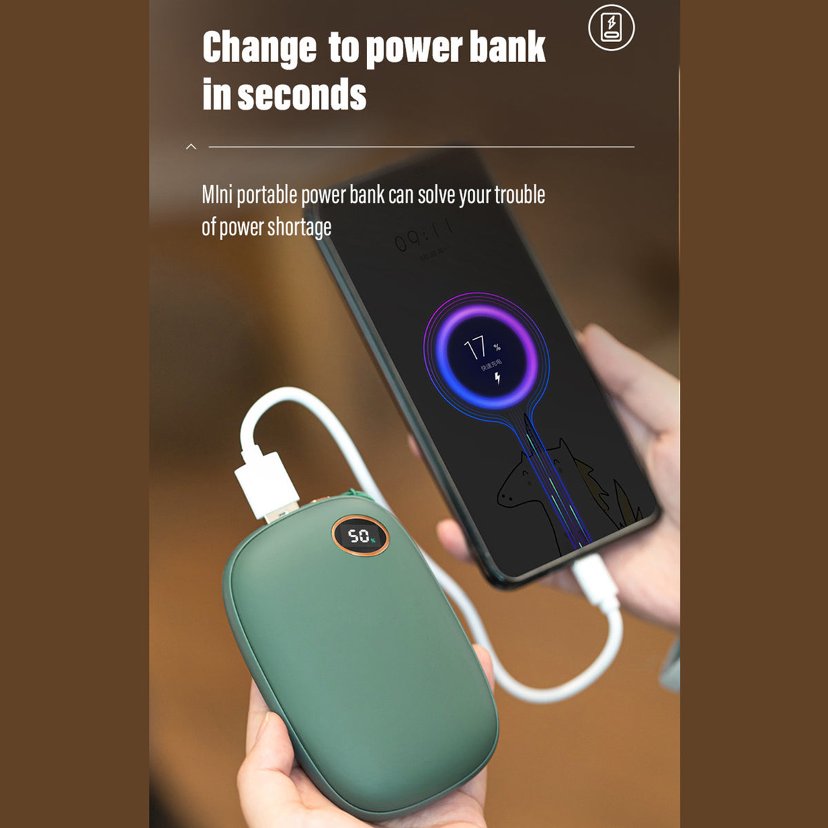 Portable Electric Hand Warmers Power Bank 10,000mAh for Winter