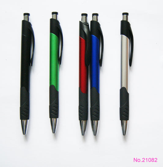 Chrome Plated Retractable Ballpoint Pen w/Rubber Tire Textured Grip