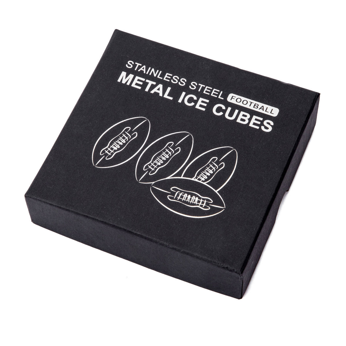 4 pcs Box Packing Football Shape Stainless Steel Metal Ice Cube