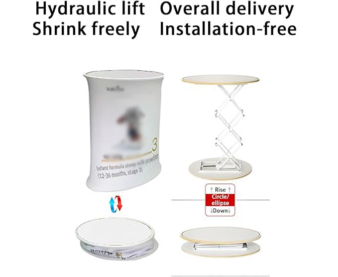 Round Collapsible Portable Trade show Podium Table W/Light Beads