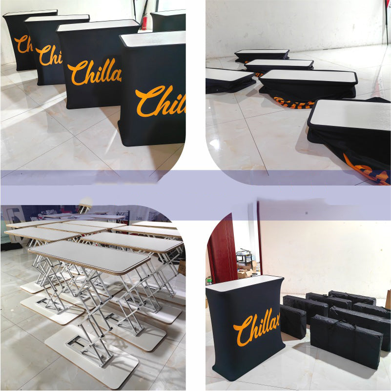 Rectangle Collapsible Portable Trade show Podium Table Exhibition Counter Stand Booth W/ Light Beads
