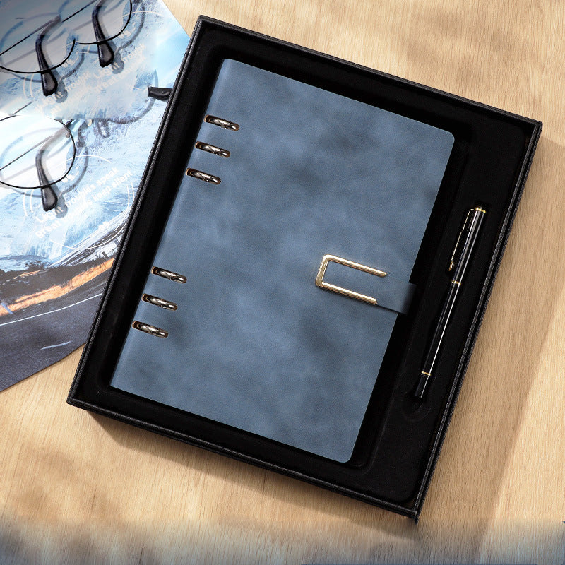 A5 PU Leather Rings Binder Notebook Gift Set Executive Journal Business Gift Box with Pen