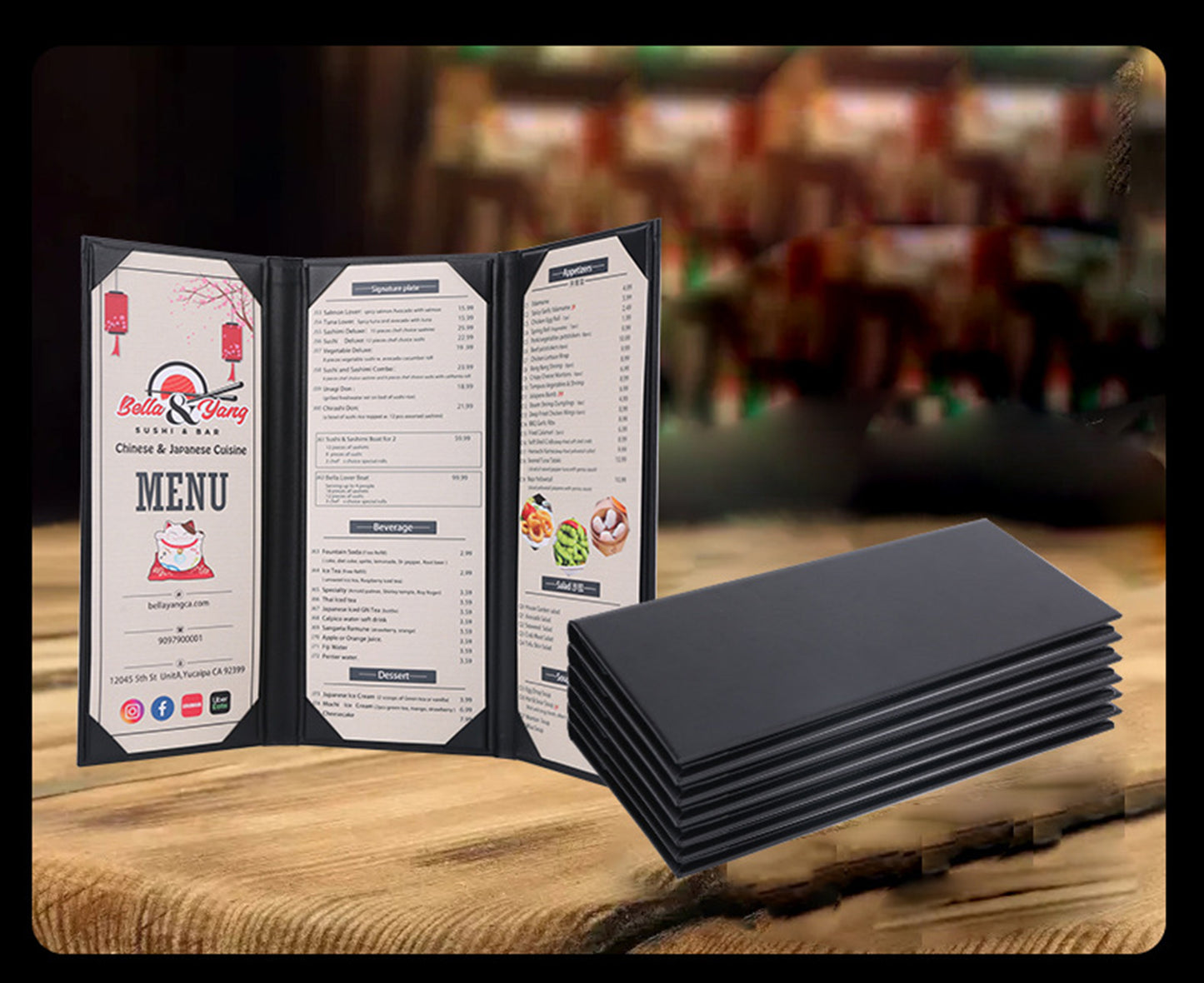 4.25 x 11" 3 Views Dinner Menu Cover