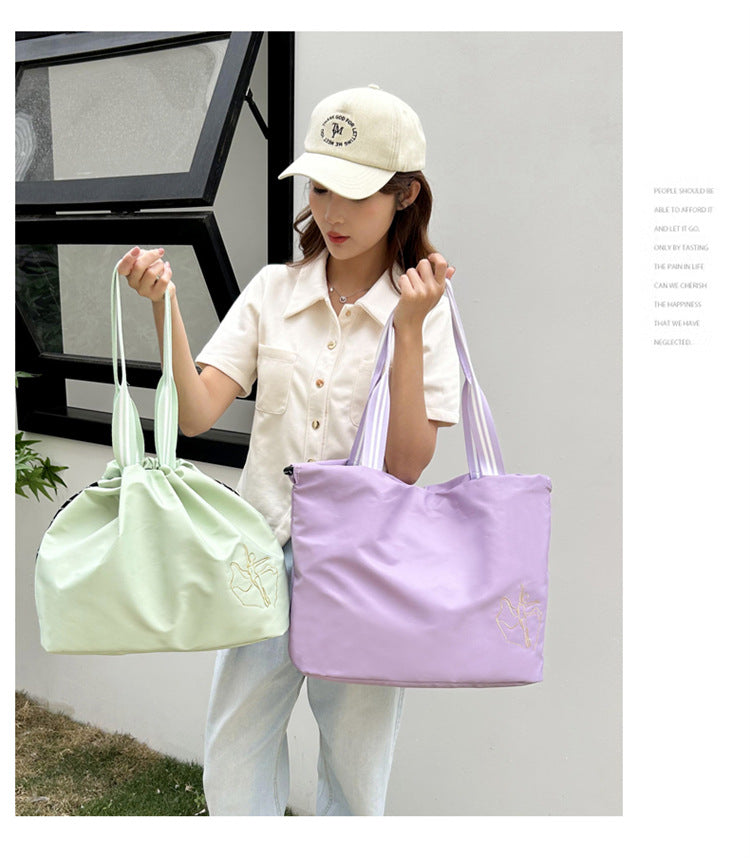 Waterproof Lightweight Large Travel Cross Body Shoulder Tote Bag W/ Drawsting for Women