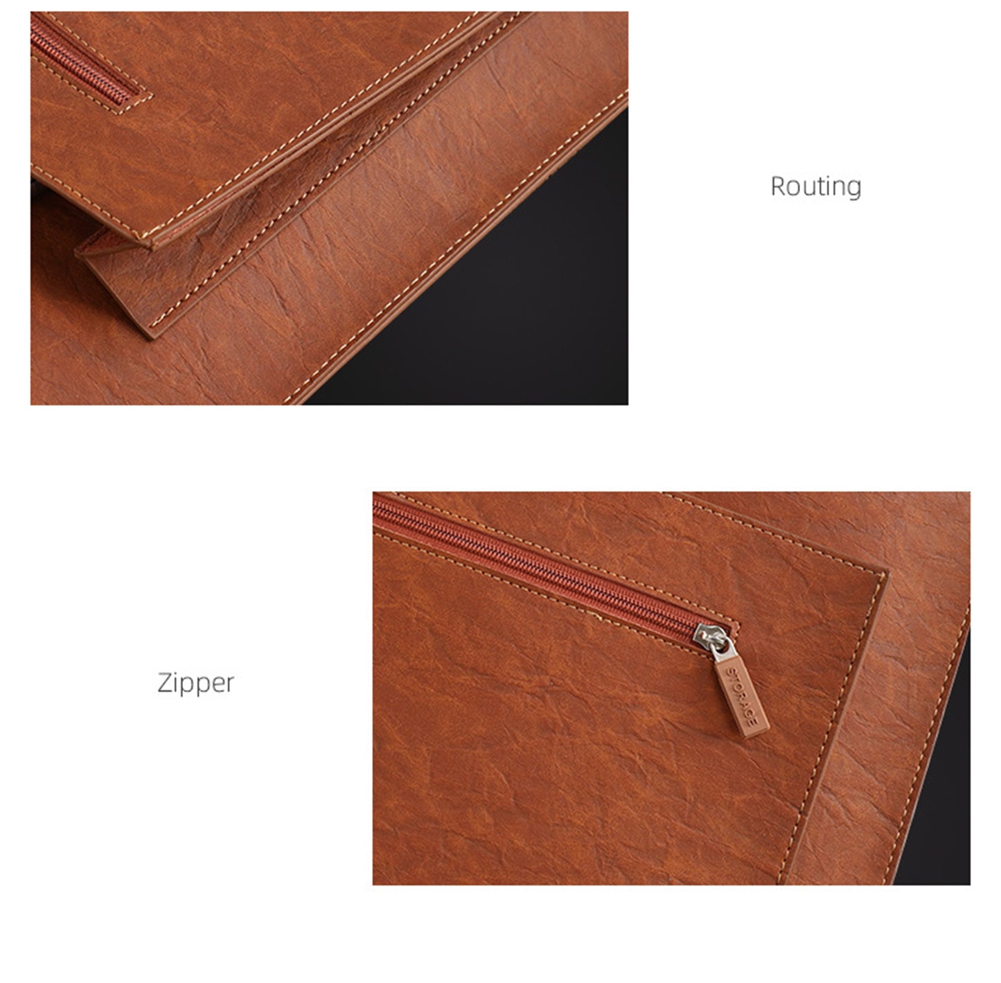 Premium Faux Leather A4 Envelope File Organiser Document Bags W/ Rope Closure