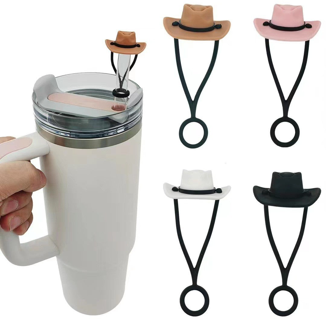 Cowboy Hat Silicone Straw Covers Cap
