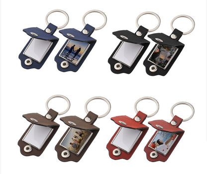 Waterproof Leather ID Tag Photo Fob Keying