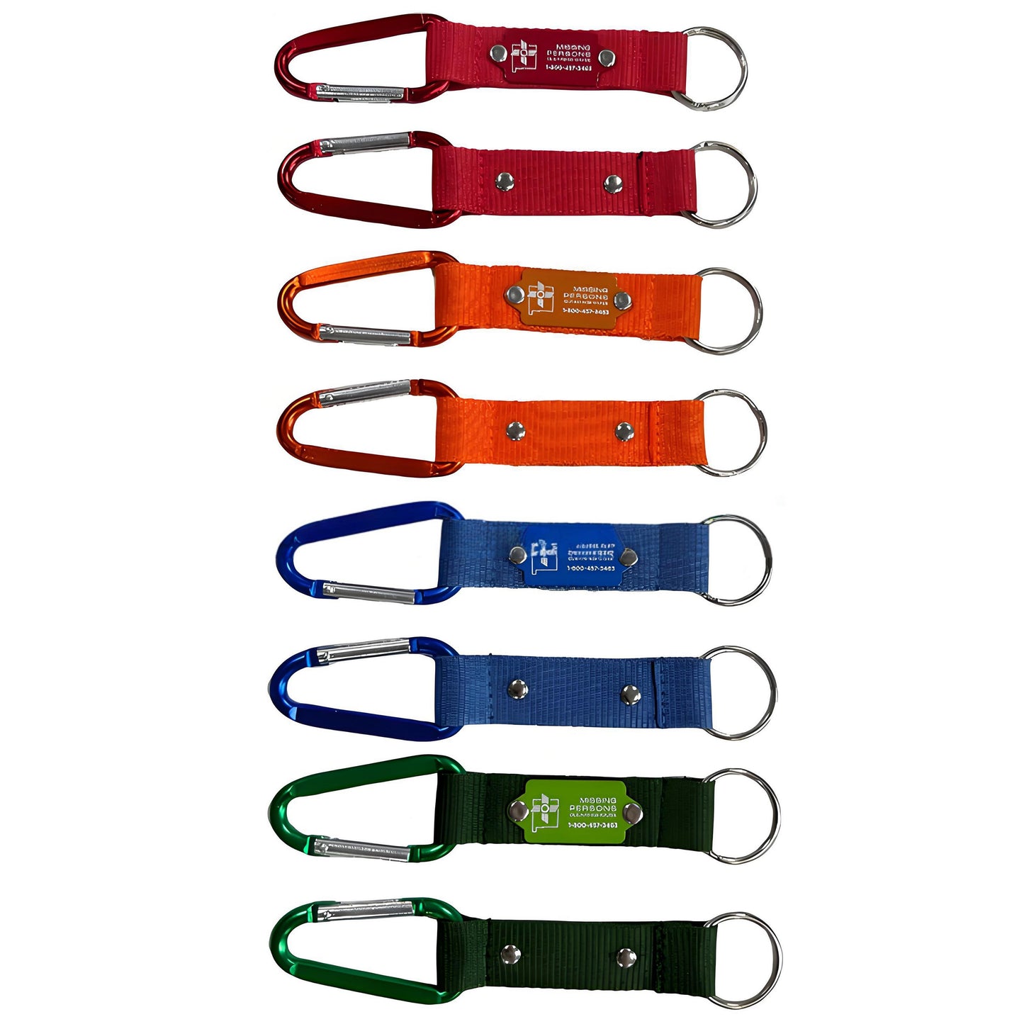 8CM Carabiner With Strap And Metal Plate And Key Ring