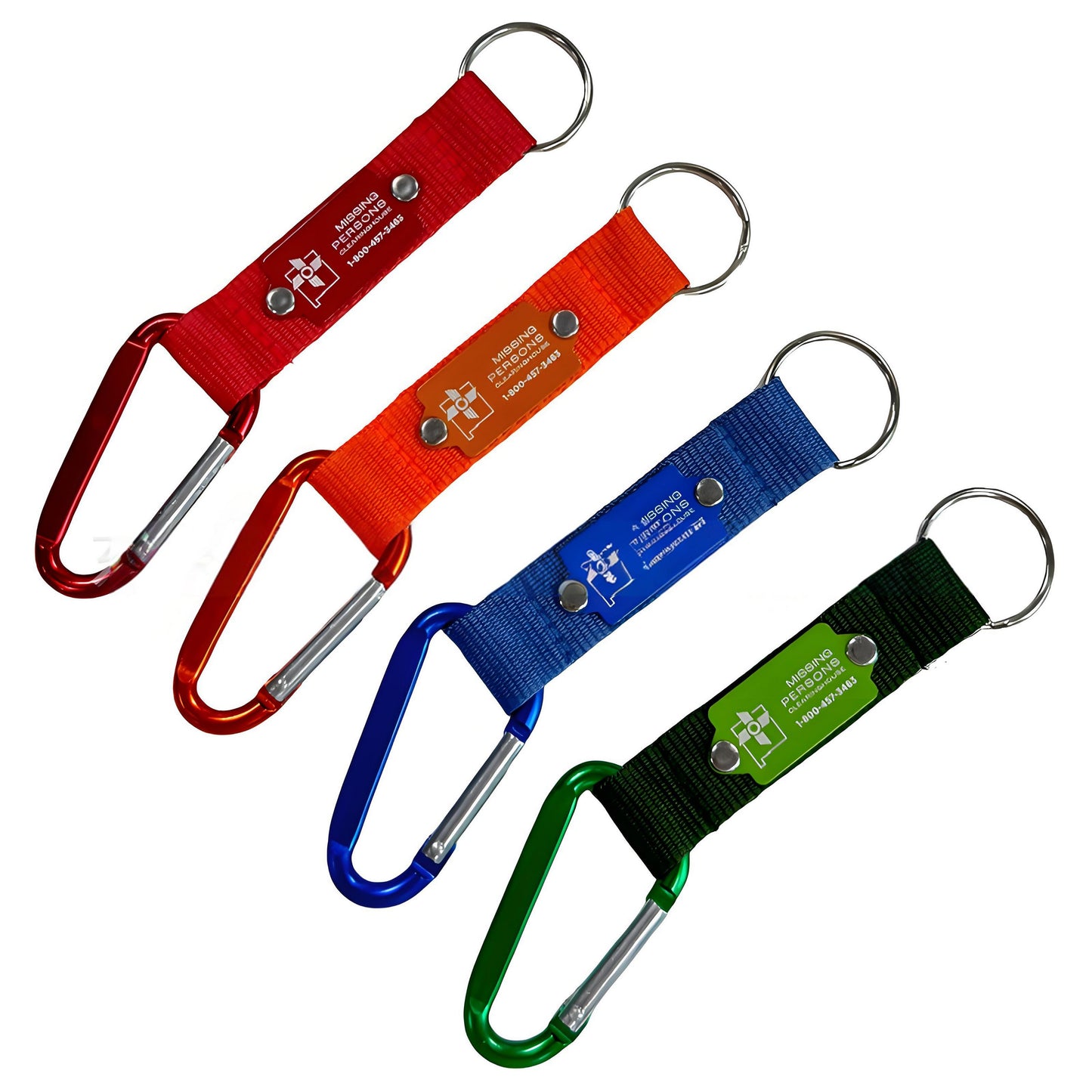8CM Carabiner With Strap And Metal Plate And Key Ring