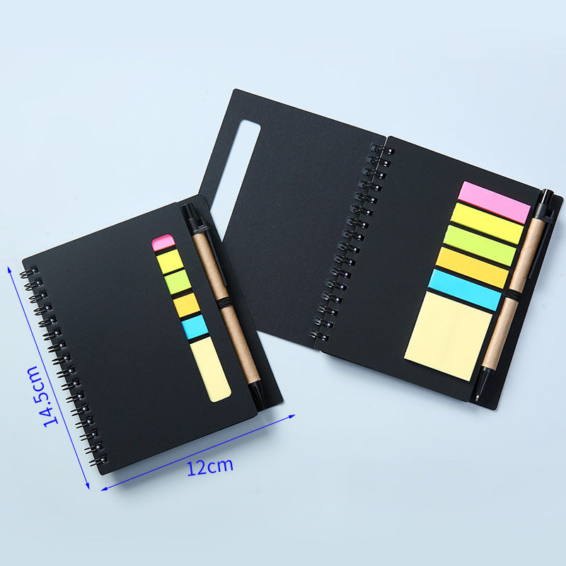 Notepad Double Spiral Notebook W/ Sticky Flags, Eco Pen