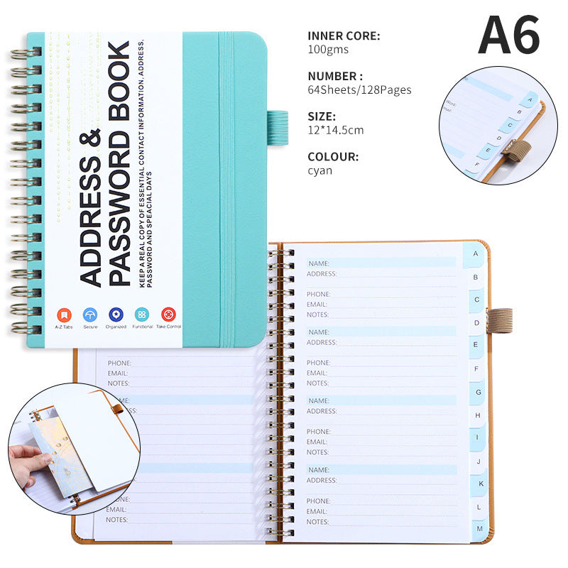 A6 Journal Double Spiral Notebook W/ Pen Loop