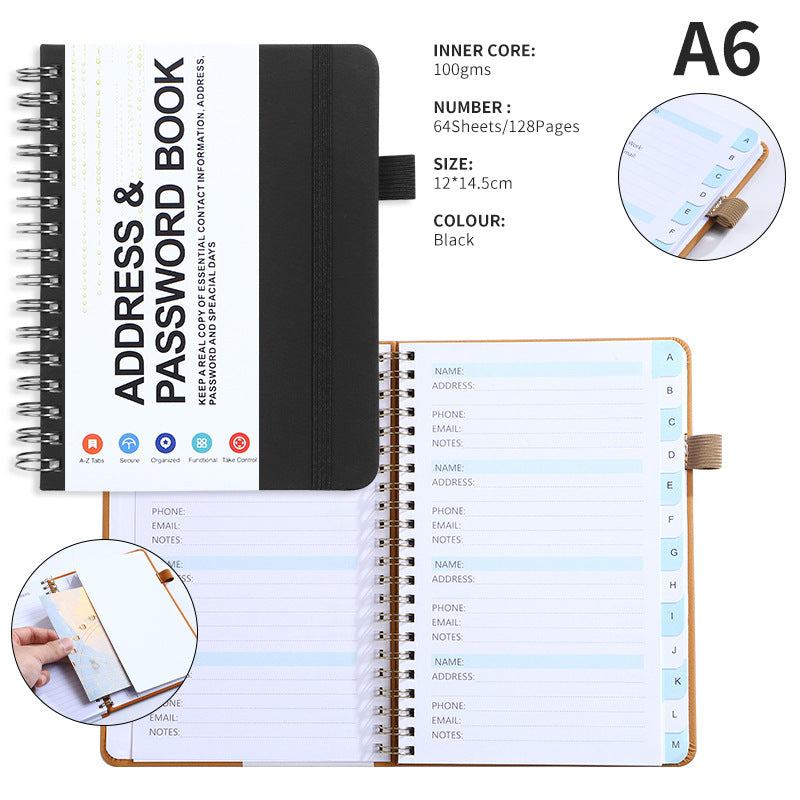 A6 Journal Double Spiral Notebook W/ Pen Loop