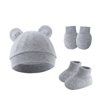 Baby Hat Mittens Socks Set Round Ear Style