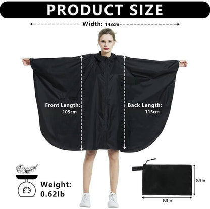 Multi-Functional Poncho Hooded Rain Poncho Waterproof Raincoat Jacket for Men Women Adults