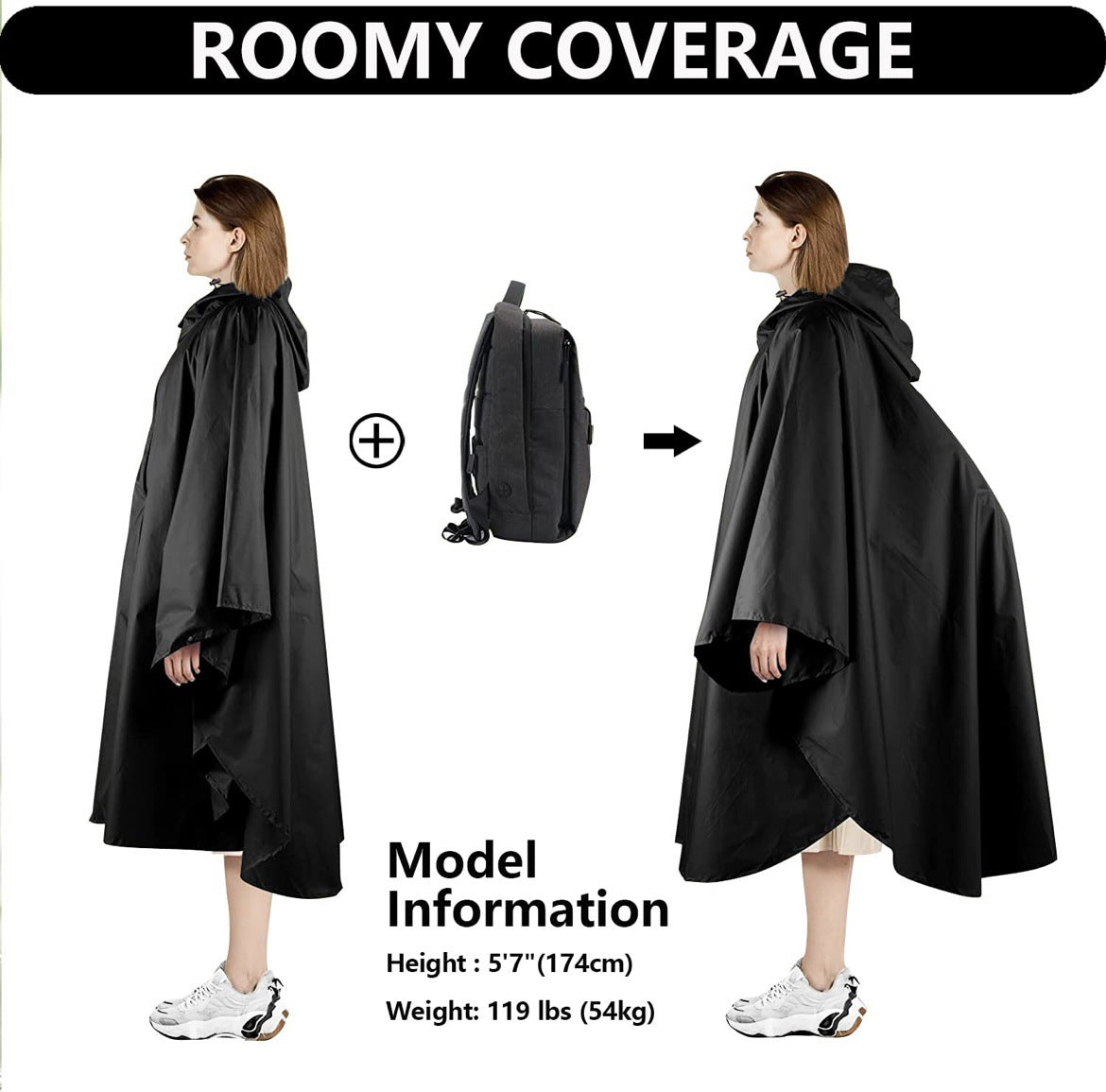 Multi-Functional Poncho Hooded Rain Poncho Waterproof Raincoat Jacket for Men Women Adults