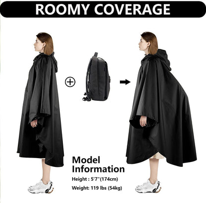 Multi-Functional Poncho Hooded Rain Poncho Waterproof Raincoat Jacket for Men Women Adults
