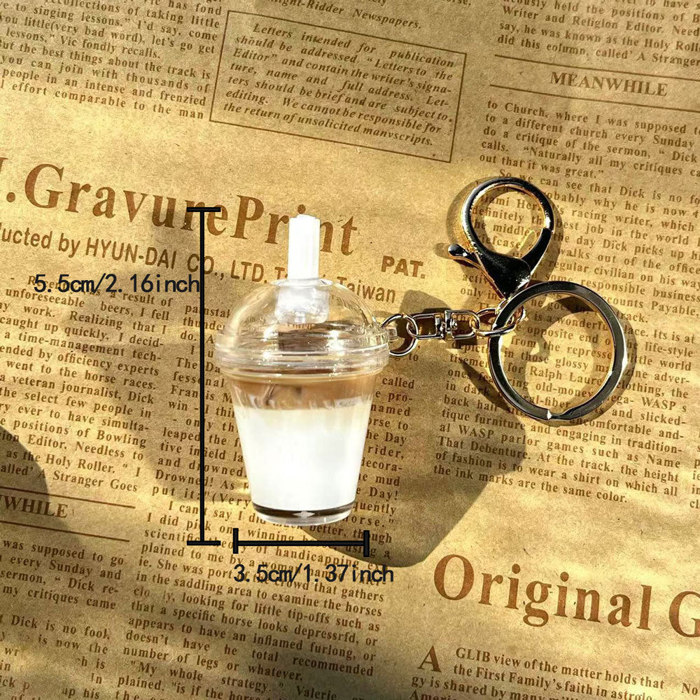 Latte Coffee Cup Keychain W/Keychain Ring