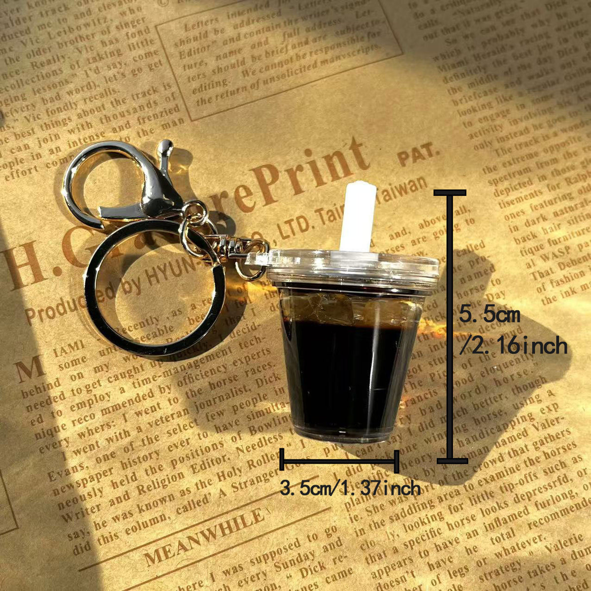 Latte Coffee Cup Keychain W/Keychain Ring