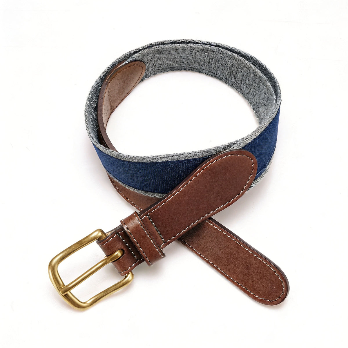 Vintage Top Layer Leather Belt Needle Buckle Canvas Cowhide Sport Woven Belt