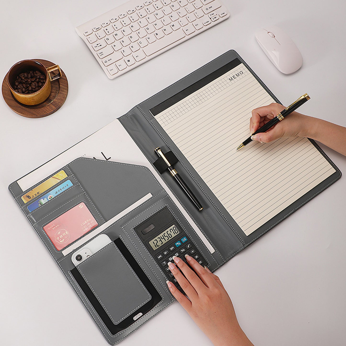 Multi-Functional A4 PU Leather Folder