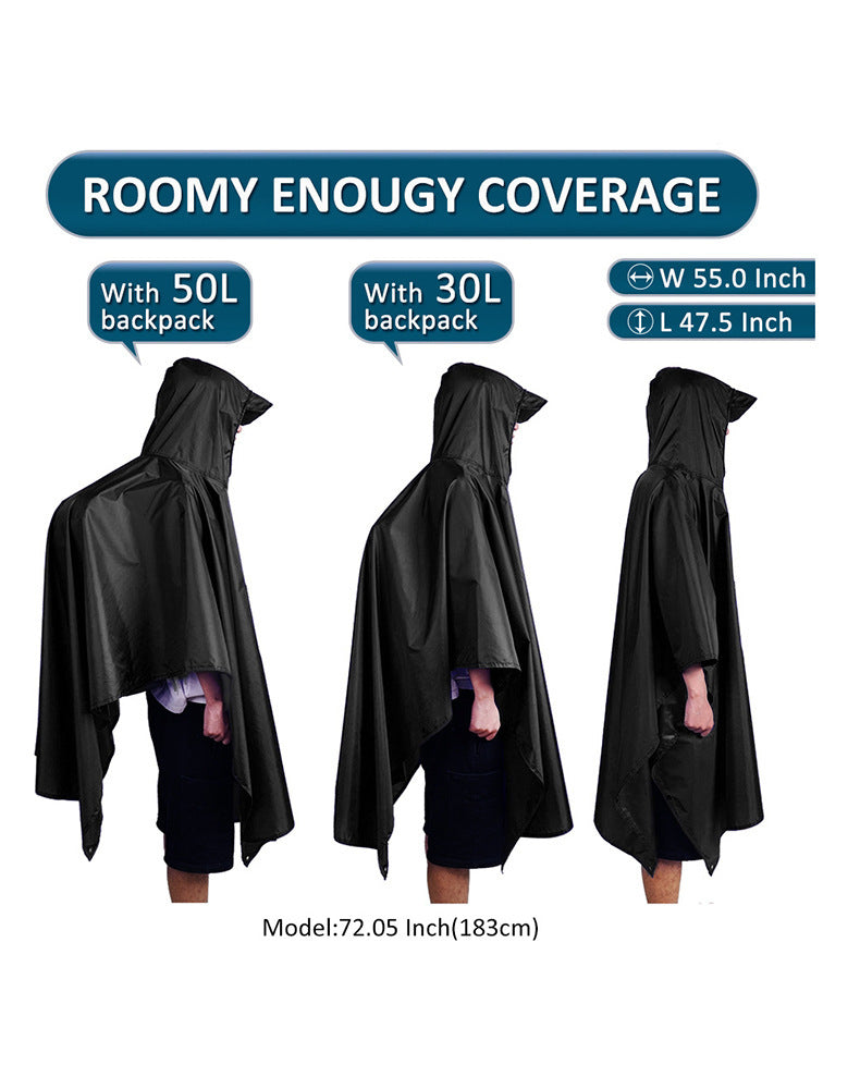 Multi-functional 3-in-1 Poncho Hooded Rain Poncho Waterproof Raincoat Jacket for Men Women Adults