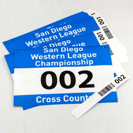 Custom 7.1" x 6.3" Waterproof Paper Race Numbers Bib Bike Number with Safety Pins