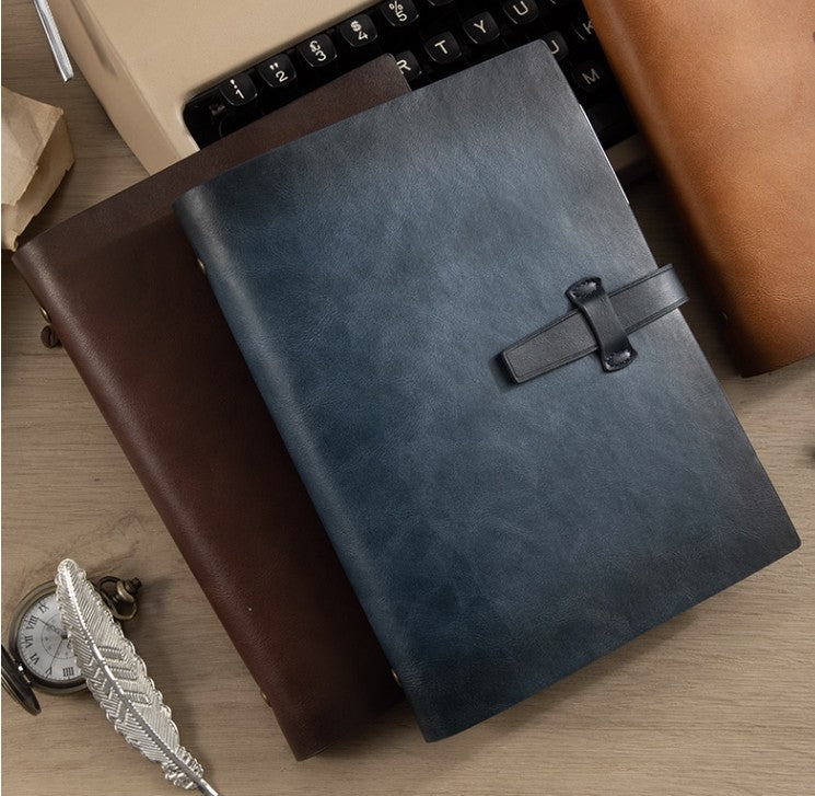 A5 Soft Vintage Leather Binder Notebook W/ Pen Holder