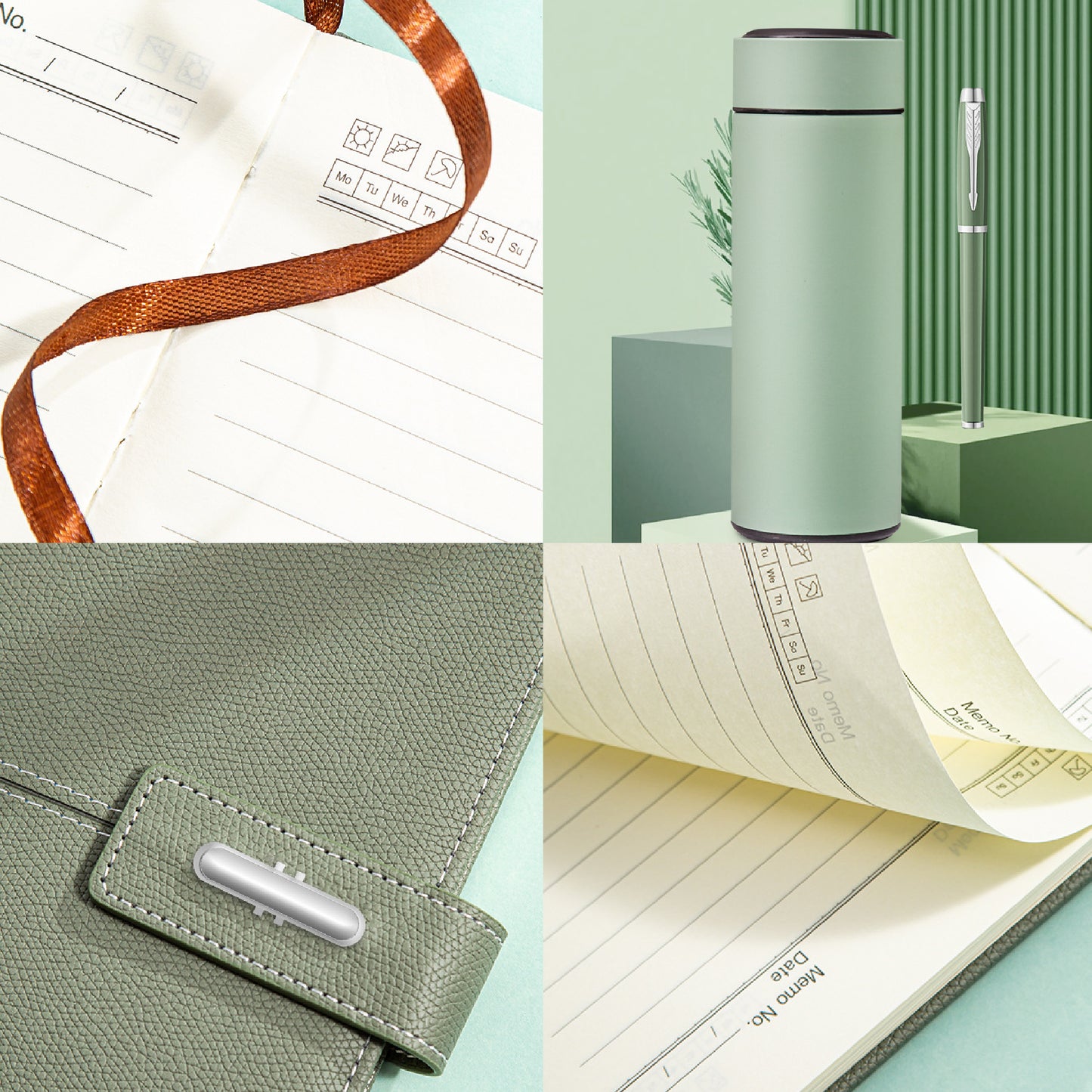 A5 PU Leatherette Journal Magnetic Snap Notebook Gift Set with Pen and Temperature Display Vacuum