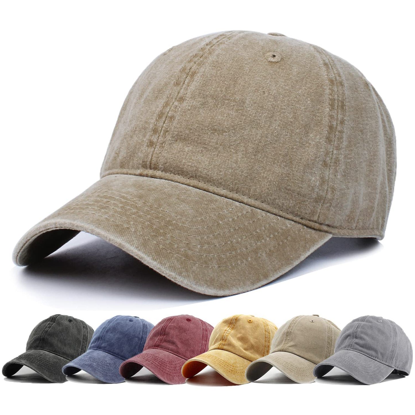 Vintage Washed Cotton Soft Top Baseball Cap Dad Hat