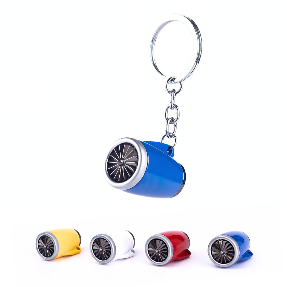 Airplane Engine Keychain Spinning Turbofan Jet Engine Key Ring