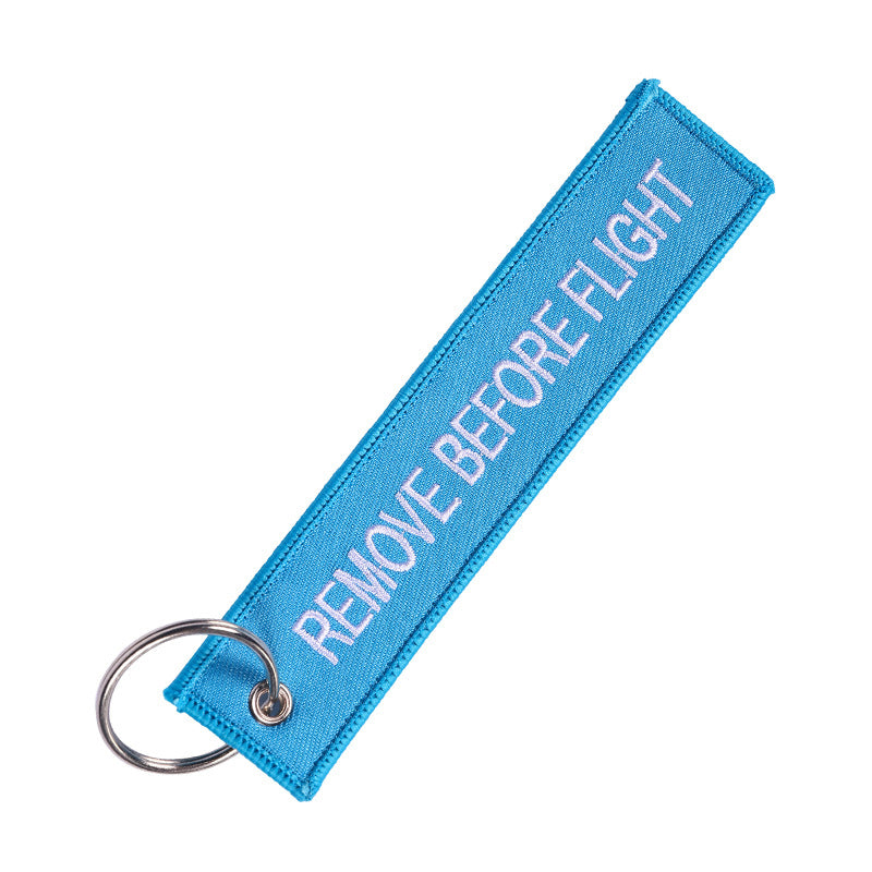 Double-sided Embroidery LOGO Ribbon Fabric Keychian Car Keychain Key Ring Anti-Lost