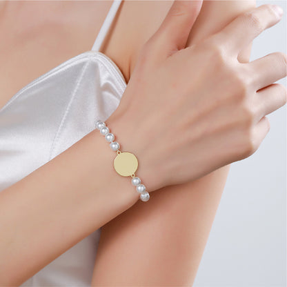 Pearl Bracelet for Women Dainty Golden Charm Pearl Beaded Bracelet With Pendant Jewelry