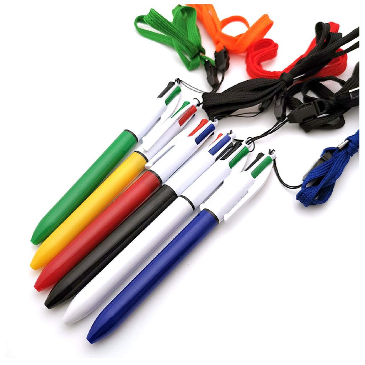 4-Color Original Retractable Ballpoint Pen w/Lanyard