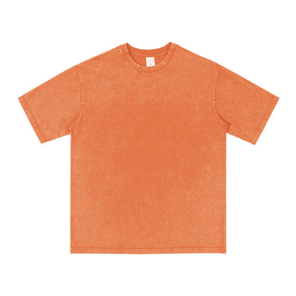 Unisex Washed Demin Color Crew Neck Oversized T Shirt Short Sleeve Tees
