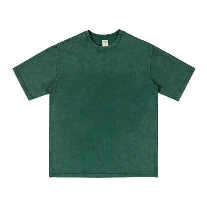 Unisex Washed Demin Color Crew Neck Oversized T Shirt Short Sleeve Tees