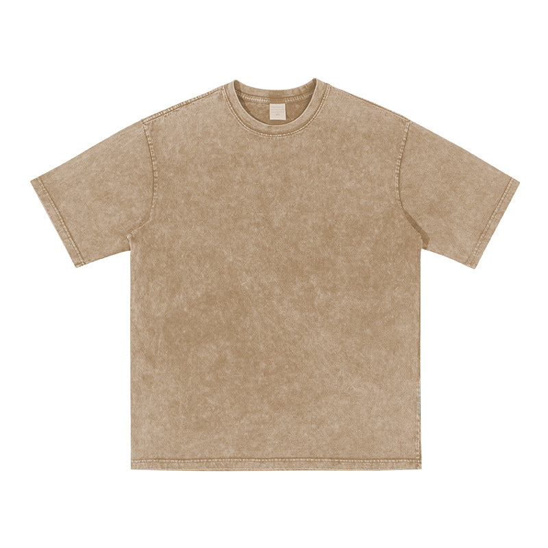 Unisex Washed Demin Color Crew Neck Oversized T Shirt Short Sleeve Tees
