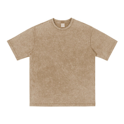 Unisex Washed Demin Color Crew Neck Oversized T Shirt Short Sleeve Tees