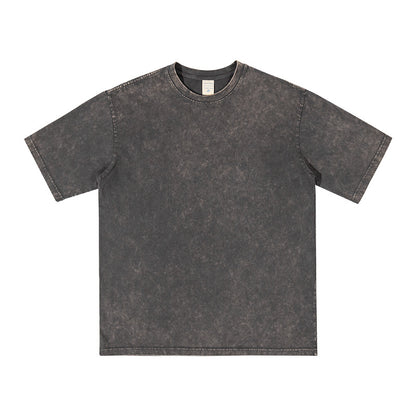 Unisex Washed Demin Color Crew Neck Oversized T Shirt Short Sleeve Tees