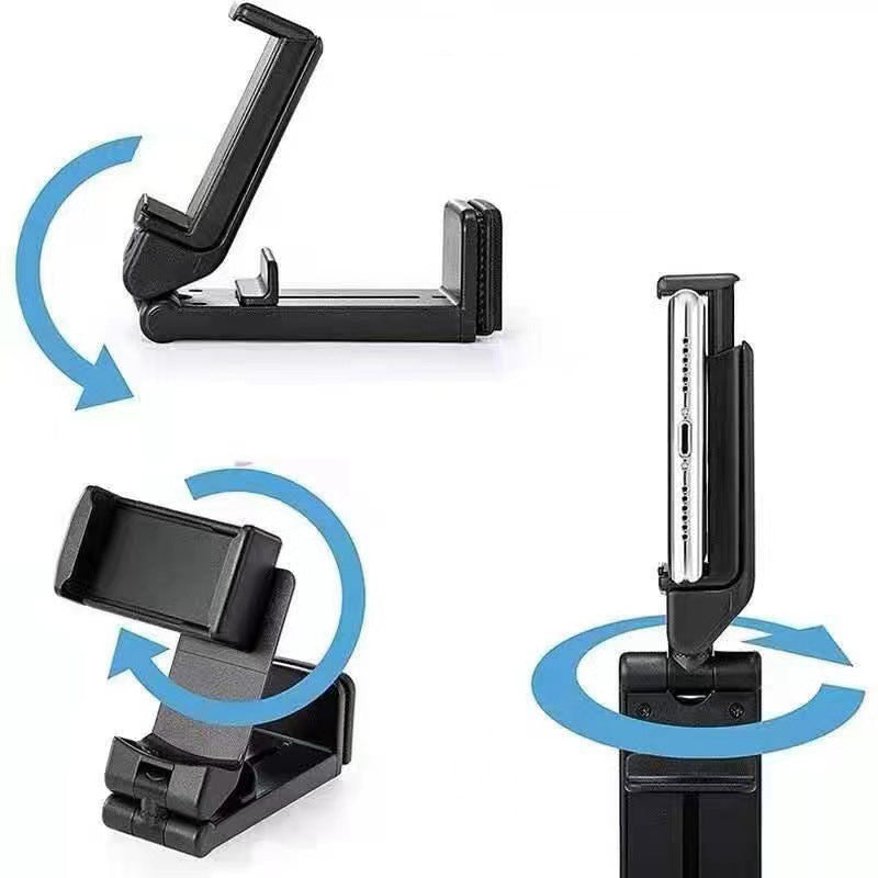 360 Degree Rotating Desk Phone Clamp Foldable Phone Stand Portable Phone Holder Mini Vlogging Holder