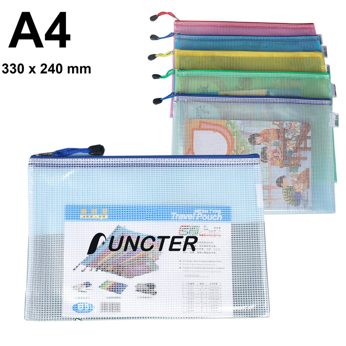 A4 Size Mesh Zipper Pouch Document Holder Bag File Document Pouch For School Office