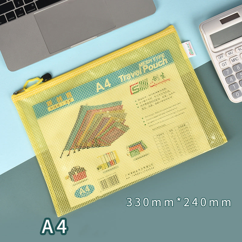 A4 Size Mesh Zipper Pouch Document Holder Bag File Document Pouch For School Office