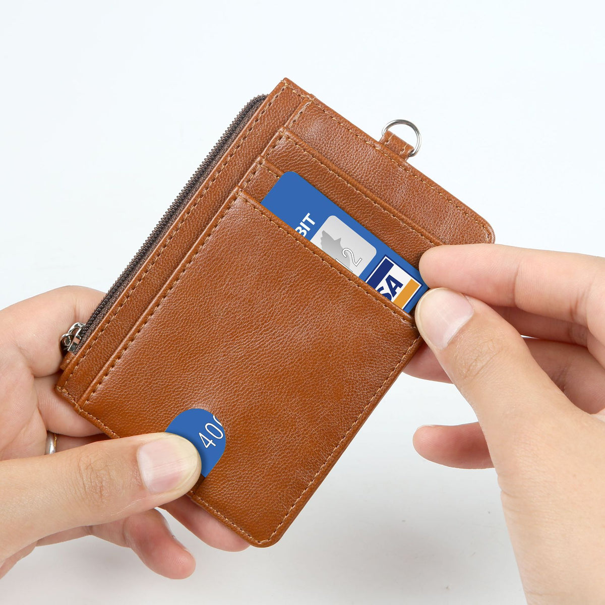 RFID PU Leather ID Card Holder Badge Holder Wallet With Lanyard & Strap