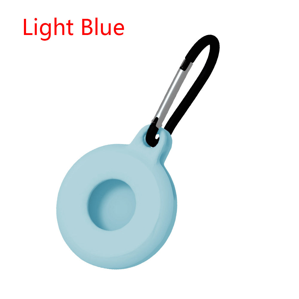 Circular Silicone Key Tag Tracker Cover Access Card Sleeve Anti-Lost Protector Holder W/ Carabiner