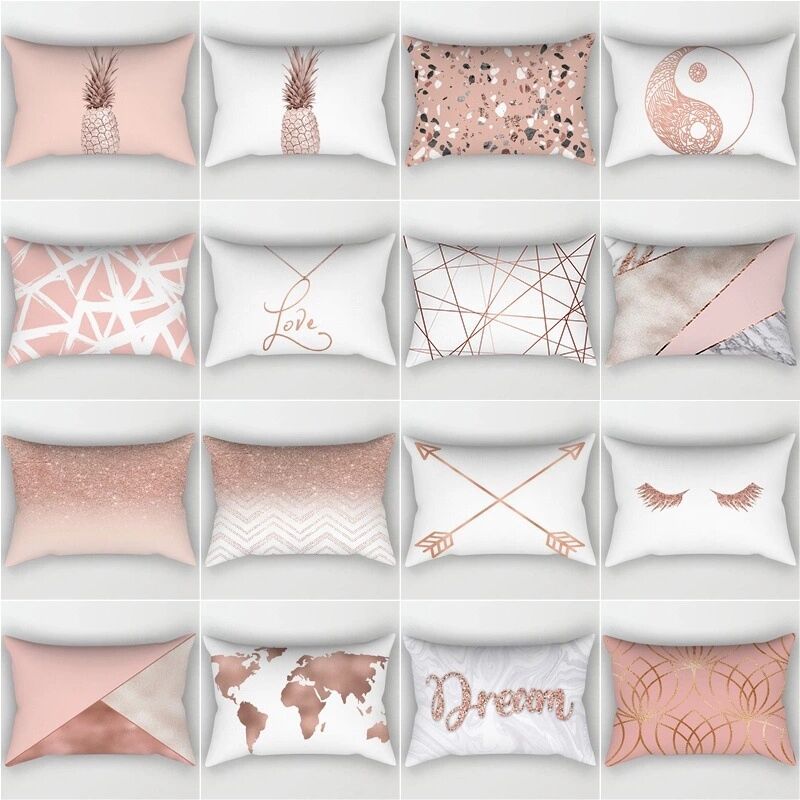 Full Printed 11.8 x 19.7" Premium Square Polyester Short Plush Throw Pillowcase W/Hidden Zipper